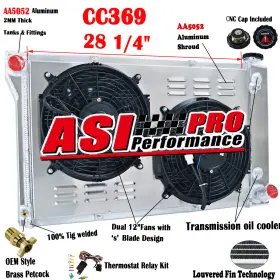 Ra-ck67-3 Asi Performance 3 Row Radiator Shroud Fan Relay For 67-72 Chevy C/k/p/g Gmc Blazer Jimmy Cc369