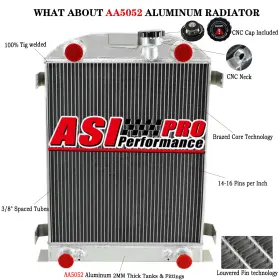 Rad-fd12flat Asi Performance 19# 4row Aluminium Radiator Fit 1932 Ford Flathead V8 Stock/height Street Rod At Mt