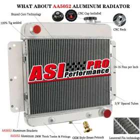 Sbr255 Asi Performance For 1962-1967&1963 Chevrolet Ii Nova Ss Inline L6 V8 3 Row Aluminum Radiator