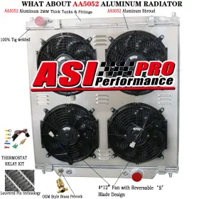 Sbr2887 Asi Performance 3 Row Radiator Shroud Fan Fit 2005-2007 Ford F250 F350 F550 Super Duty 6.0l 6.8l