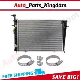 12959881 Auto Parts Kingdom Radiator For 2005-2010 Hyundai Tucson Kia Sportage 2.7l With Oil Hose Clamps Kit