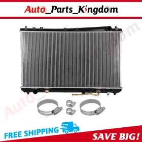 12959884 Auto Parts Kingdom Aluminum Radiator For 2000-2004 Toyota Avalon With Universal Oil Hose Clamps Kit