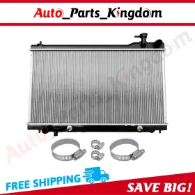 12965475 Auto Parts Kingdom Aluminum Radiator With Universal Oil Hose Clamps Kit For 2003-2007 Infiniti G35