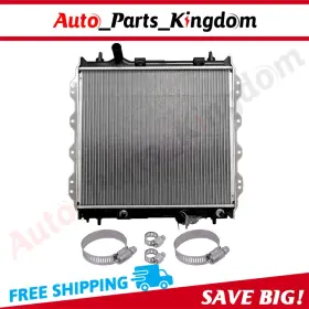 12965479 Auto Parts Kingdom Radiator With Universal Oil Hose Clamps Kit For 2001-10 Chrysler Pt Cruiser 2.4l