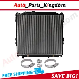 12965486 Auto Parts Kingdom Aluminum Radiator With Universal Oil Hose Clamps Kit For 1996-02 Toyota 4runner