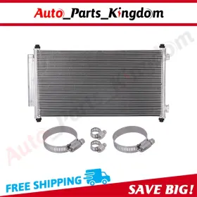 12965515 Auto Parts Kingdom Condenser 3599 With Universal Oil Hose Clamps Kit For 2007-2011 Honda Cr-v 2.4l