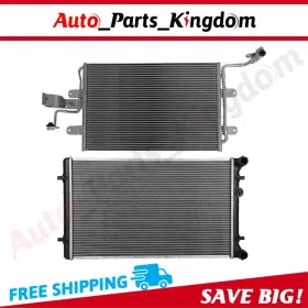 12965524 Auto Parts Kingdom Aluminum Radiator And Condenser Cooling Kit For 99-06 Audi Tt Volkswagen Jetta