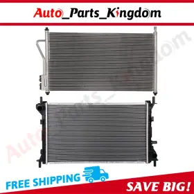 12965525 Auto Parts Kingdom Aluminum Radiator And Ac Condenser Cooling Kit For 2005 2006-2007 Ford Focus 2.0l