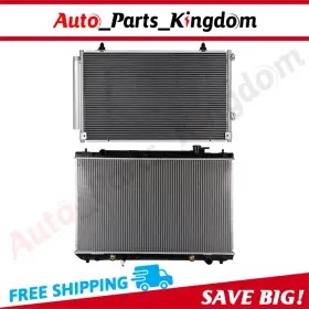 12965528 Auto Parts Kingdom Aluminum Radiator And Ac Condenser Cooling Kit For 01-07 Toyota Highlander 2.4l