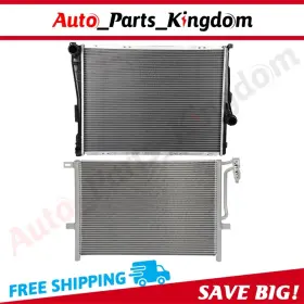 12965547 Auto Parts Kingdom Aluminum Radiator And Ac Condenser Cooling Kit For 2001-2005 Bmw 320i 325i 330i