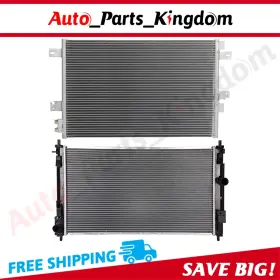 12965550 Auto Parts Kingdom Aluminum Radiator And Ac Condenser Cooling Kit For 07-14 Chrysler 200 Dodge Jeep