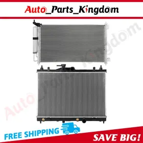 12965551 Auto Parts Kingdom Aluminum Radiator And Ac Condenser Cooling Kit For 2007-12 Nissan Versa 1.8l 12965551 Auto Parts Kingdom Aluminum Radiator And Ac Condenser Cooling Kit For 2007-12 Nissan Versa 1.8l