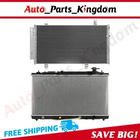 12965565 Auto Parts Kingdom Aluminum Radiator And Ac Condenser Cooling Kit For 2005-2012 Toyota Avalon Camry