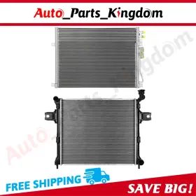 12965578 Auto Parts Kingdom Aluminum Radiator And Ac Condenser Cooling Kit For 2005-2010 Jeep Grand Cherokee