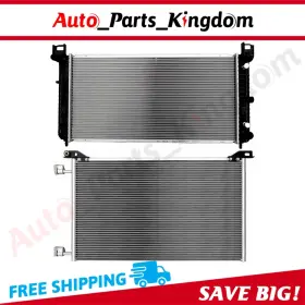 12965588 Auto Parts Kingdom Aluminum Radiator And Ac Condenser Cooling Kit For 2000-2014 Chevrolet Tahoe Gmc