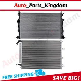 12965605 Auto Parts Kingdom Aluminum Radiator And Ac Condenser Cooling Kit For 2014-2018 Jeep Cherokee 2.4l