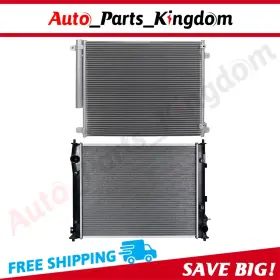 12965606 Auto Parts Kingdom Aluminum Radiator And Ac Condenser Cooling Kit For 2016-2019 Honda Civic 2.0l