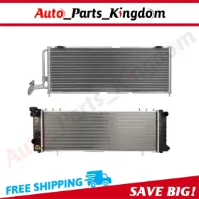 12965609 Auto Parts Kingdom Aluminum Radiator And Ac Condenser Cooling Kit For 1997-2001 Jeep Cherokee 4.0l