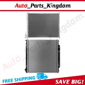 12965618 Auto Parts Kingdom Aluminum Radiator And Ac Condenser Cooling Kit For 2000-2005 Ford Excursion F-250