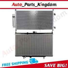 12965636 Auto Parts Kingdom Aluminum Radiator And Ac Condenser Cooling Kit For 2007-2012 Nissan Sentra 2.0l