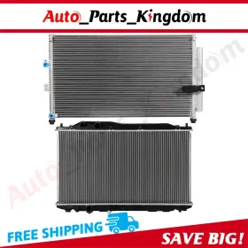 12965669 Auto Parts Kingdom Aluminum Radiator And Condenser Cooling Kit For 2006-2011 Acura Csx Honda Civic