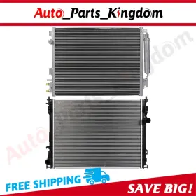 12965675 Auto Parts Kingdom Aluminum Radiator And Condenser Cooling Kit For 05-2009 Chrysler 300 Dodge Magnum