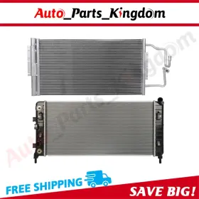 12965679 Auto Parts Kingdom Radiator And Condenser Cooling Kit For 06-11 Buick Lacrosse Chevrolet Impala 3.5l