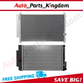 12965694 Auto Parts Kingdom Aluminum Radiator And Ac Condenser Cooling Kit For 2008 2009-2015 Scion Xb 2.4l