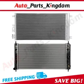 12965697 Auto Parts Kingdom Aluminum Radiator And Ac Condenser Cooling Kit For 2008-2012 Chevrolet Malibu 2.4l