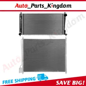 12965710 Auto Parts Kingdom Aluminum Radiator And Ac Condenser Cooling Kit For 03 Ford F-250 F-350 Super Duty
