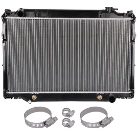 A835209top Auto Parts Top Radiator With Universal Oil Hose Clamps Kit For 1993-1996 97 Toyota Land Cruiser