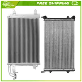 A837872top Auto Parts Top Aluminum Radiator And Ac Condenser Cooling Kit For 2010-2013 14 Volkswagen Golf