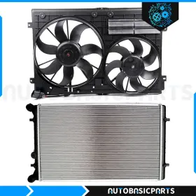 10254285 Autobasicparts For 2005-2006 Volkswagen Jetta Audi Tt 1.9l Aluminum Radiator And Cooling Fan Kit