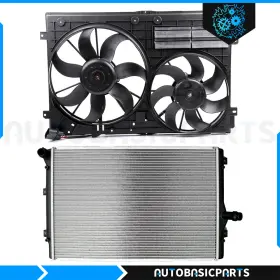 10254286 Autobasicparts For 2006-2012 Volkswagen Jetta 2.0l Aluminum Radiator And Cooling Fan Kit