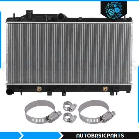 10263336 Autobasicparts For 2005-2008 Subaru Legacy 2.5l Aluminum Radiator With Oil Hose Clamps Kit