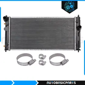 10263384 Autobasicparts For 2000-2005 Toyota Celica 1.8l Aluminum Radiator With Universal Oil Hose Clamp