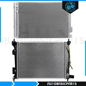 10266427 Autobasicparts For 2012-2013 Hyundai Accent 1.6l Aluminum Radiator And Ac Condenser Cooling Kit