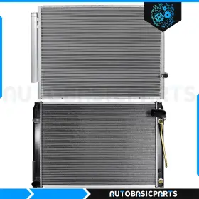 10266428 Autobasicparts For 2004-2006 Toyota Sienna 3.3l Aluminum Radiator And Ac Condenser Cooling Kit
