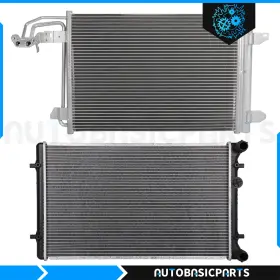 10340173 Autobasicparts For 2009-2010 2012 Audi A3 1.4l Aluminum Radiator And Ac Condenser Cooling Kit