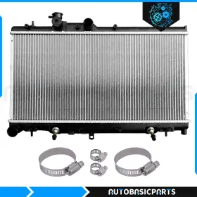 10407746 Autobasicparts For 2000-2004 Subaru Outback 2.5l Aluminum Radiator With Oil Hose Clamps Kit