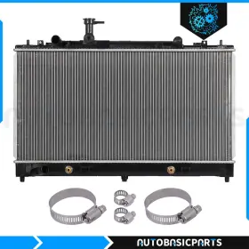 10407747 Autobasicparts For 2003-2008 Mazda 6 2.3l Aluminum Radiator With Oil Hose Clamps Kit