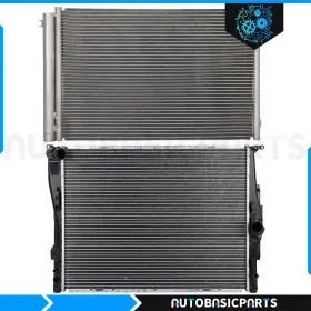 10407756 Autobasicparts For 2007-2013 Bmw 328i 2006 330i 3.0l Aluminum Radiator And Ac Condenser