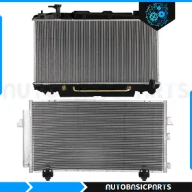 10407758 Autobasicparts For 2004-2005 Toyota Rav4 2.4l Aluminum Radiator And Ac Condenser