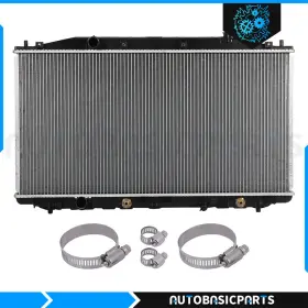 10847139 Autobasicparts For 2008-2012 Honda Accord 2.4l Aluminum Radiator With Oil Hose Clamps Kit