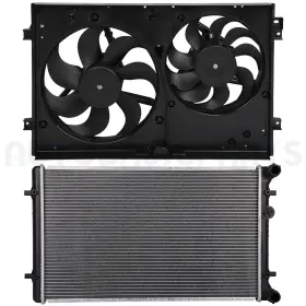 11371813 Autobasicparts For 1999-2005 Volkswagen Jetta 1.9l Front Side Radiator And Cooling Fan Kit