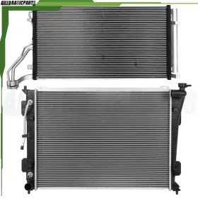 13402015 Autobasicparts Aluminum Radiator And Ac Condenser Cooling Kit For 2012-2015 Kia Optima 2.4l L4