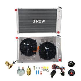 Aw Alloyworks 899886491537 3 Row Full Aluminum Radiator 2x12 Inch Fans Shroud Relay For 1977