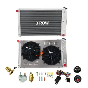 Aw Alloyworks 899886491537 3 Row Full Aluminum Radiator 2x12 Inch Fans Shroud Relay For 1977