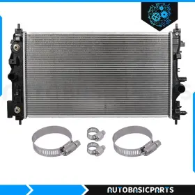 13848377 Basic-autoparts For 2011-2016 Chevy Cruze 1.8l Aluminum Radiator With Oil Hose Clamps Kit