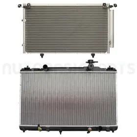 13851493 Basic-autoparts Aluminum Radiator And Ac Condenser Cooling Kit For 2002-2006 Toyota Camry 2.4l